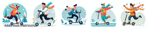 a man riding an electric scooter in the snow