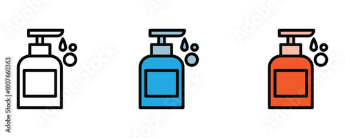 Stylish vector illustrations of soap dispensers for hygiene product designs or promoting cleanliness in health awareness campaigns now