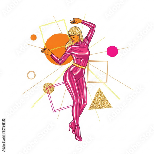 Disco Girl 1978.   generative ai

Short Description:
Vector illustration of a disco dancer in 1970s style with bright geometric highlights and metallic retro fashion.