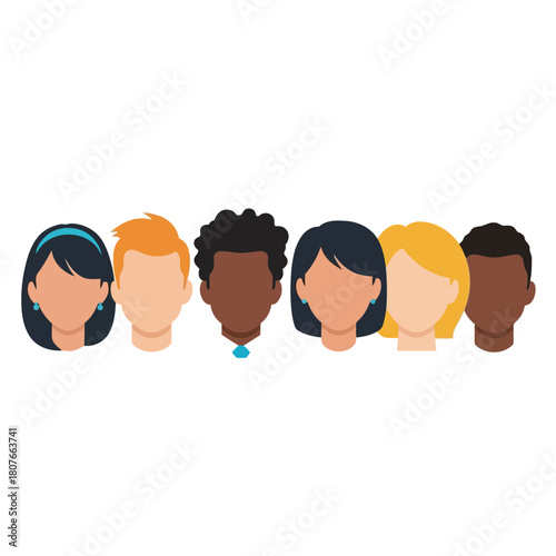 Diverse group of people avatars vector illustration