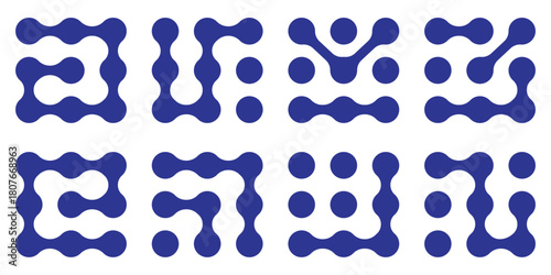 Pattern of red metaballs . Modern geometric shapes of liquid connected drops. Simple patterns. Point movement. Morphing blobs. Metaballs transition.