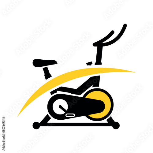 Stationary Exercise Bike Fitness Logo Icon