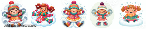 a child lying in the snow happily