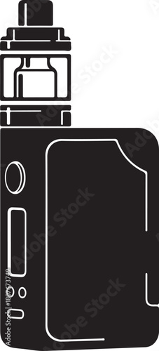 Modern vaping device in black and white with minimalist design