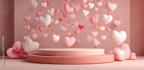 Floating Hearts Create a Charming Decor Element in a Soft Pink Setting for Ce...