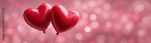 Celebrate Love With Heart-Shaped Balloons in a Pink Background During a Festi...