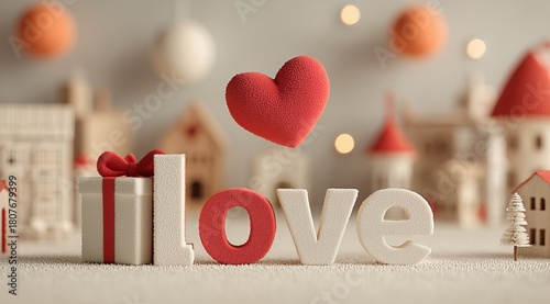 Creative Display of Love With a Heart and Gift in a Playful Holiday Setting