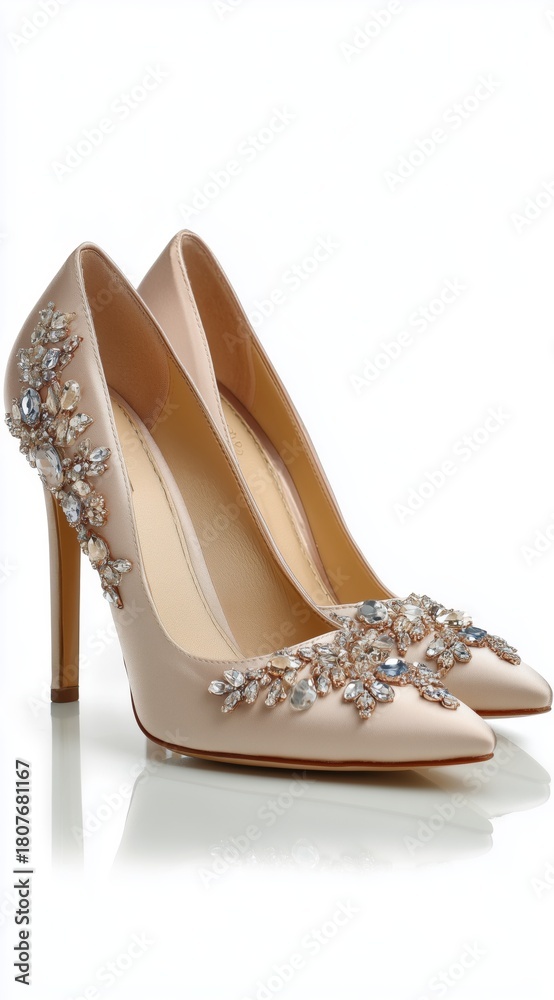 Obraz premium Elegant High-Heeled Shoes Decorated With Gems for Formal Occasions