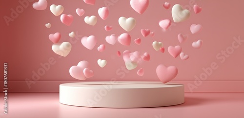 Floating Hearts Create a Charming Decor Element in a Soft Pink Setting for Ce...