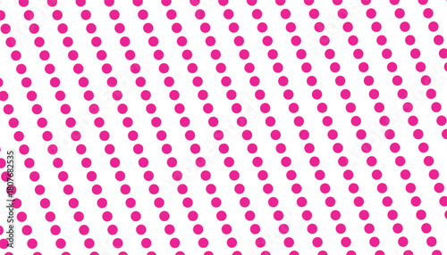 Vibrant pink dots arranged in diagonal pattern on white surface