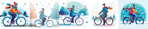 a man riding a bicycle in the snow
