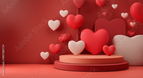 Romantic Hearts Display for Special Occasions in Red and Soft Tones