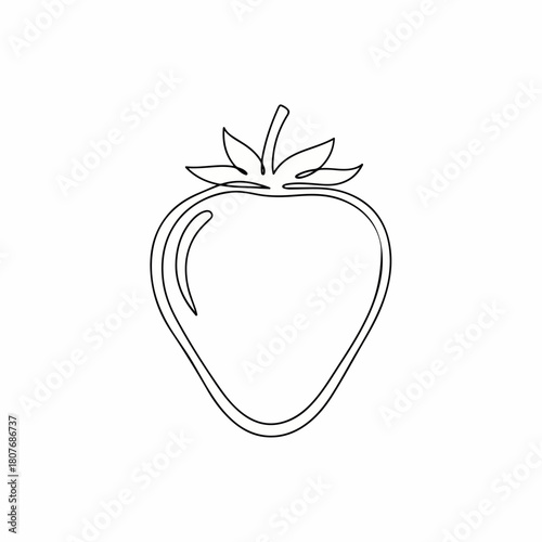 Outline Simple Strawberry Fruit Food Ingredient Isolated Line Art