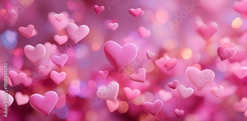 Floating Pink Hearts Create a Magical Atmosphere for Love and Celebrations