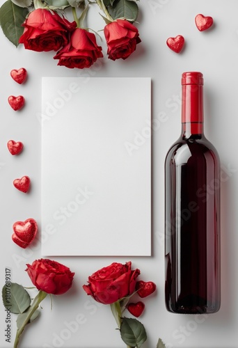 Romantic Setup With Red Roses, Chocolate, and Wine for a Special Occasion