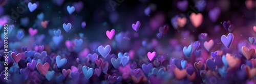 Colorful Hearts Floating in a Dreamy Atmosphere With Soft Lighting Effects fo...