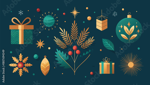 Christmas banners displaying vibrant trees and wrapped gifts, perfect for celebrating the holiday season..eps