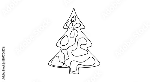 Abstract outline of a Christmas tree with swirling designs  