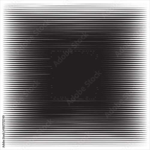 Optical illusion featuring concentric lines converging on a dark central square