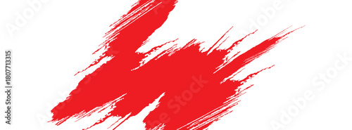 Vivid red brushstroke against a white backdrop presents an impactful visual. Dynamic and textured, this image showcases a single, powerful stroke creating a bold impression.