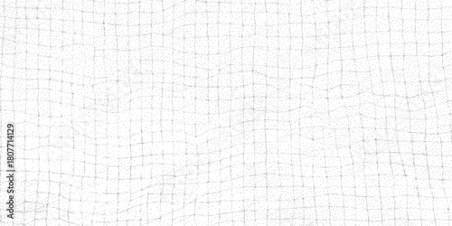 Crackle mesh checkered pattern with micro-dot speckle, warped irregular grid cells. Hairline fissure lattice in monochrome, subtle noise, vintage xerox tone, vector illustration