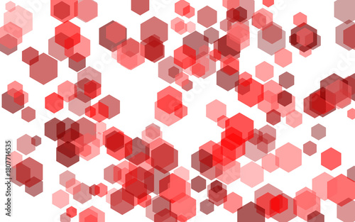 A delightful array of red hexagons scattered across a pristine transparent background, creating a captivating and modern design isolated on transparent background