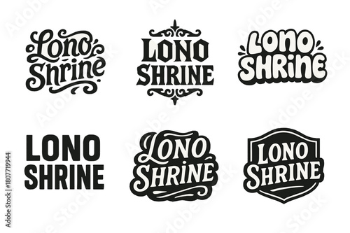 Lono Shrine Lettering Art. Lono Shrine. Set lettering. harmonious lettering variations of the same emblematic concept, each with different artistic