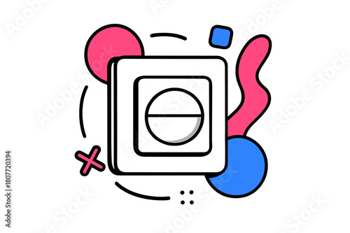 Minimalist Toilet Flush Design. Toilet Flush Button. Minimalist toilet flush button with floating abstract geometric shapes and soft highlights, sleek and