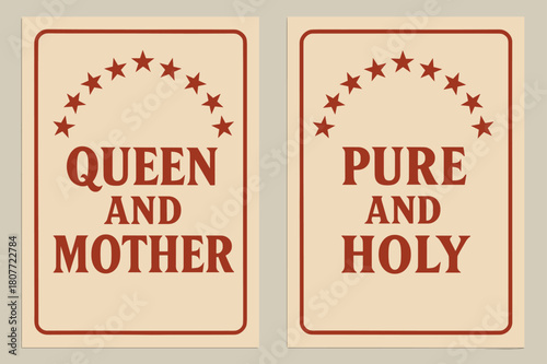 Crown of Stars Banners. Crown of Stars. Two vertical A6 banners with safe margins, centered composition, no elements touching edges, retro, red and beige,