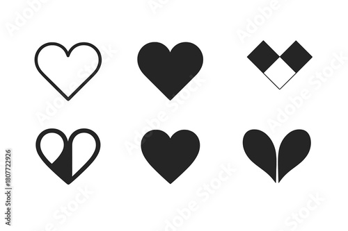 Heart Logo Variations. Love and affection. Set Logo of Love and affection: Heart. harmonious logo variations of the same emblematic concept, each
