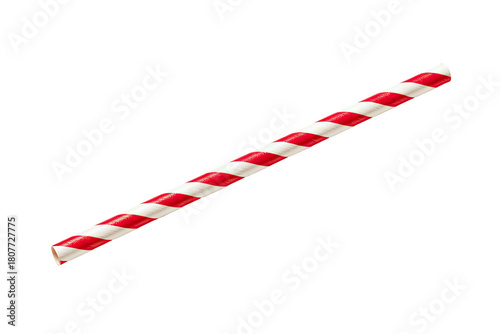 A red and white striped drinking straw