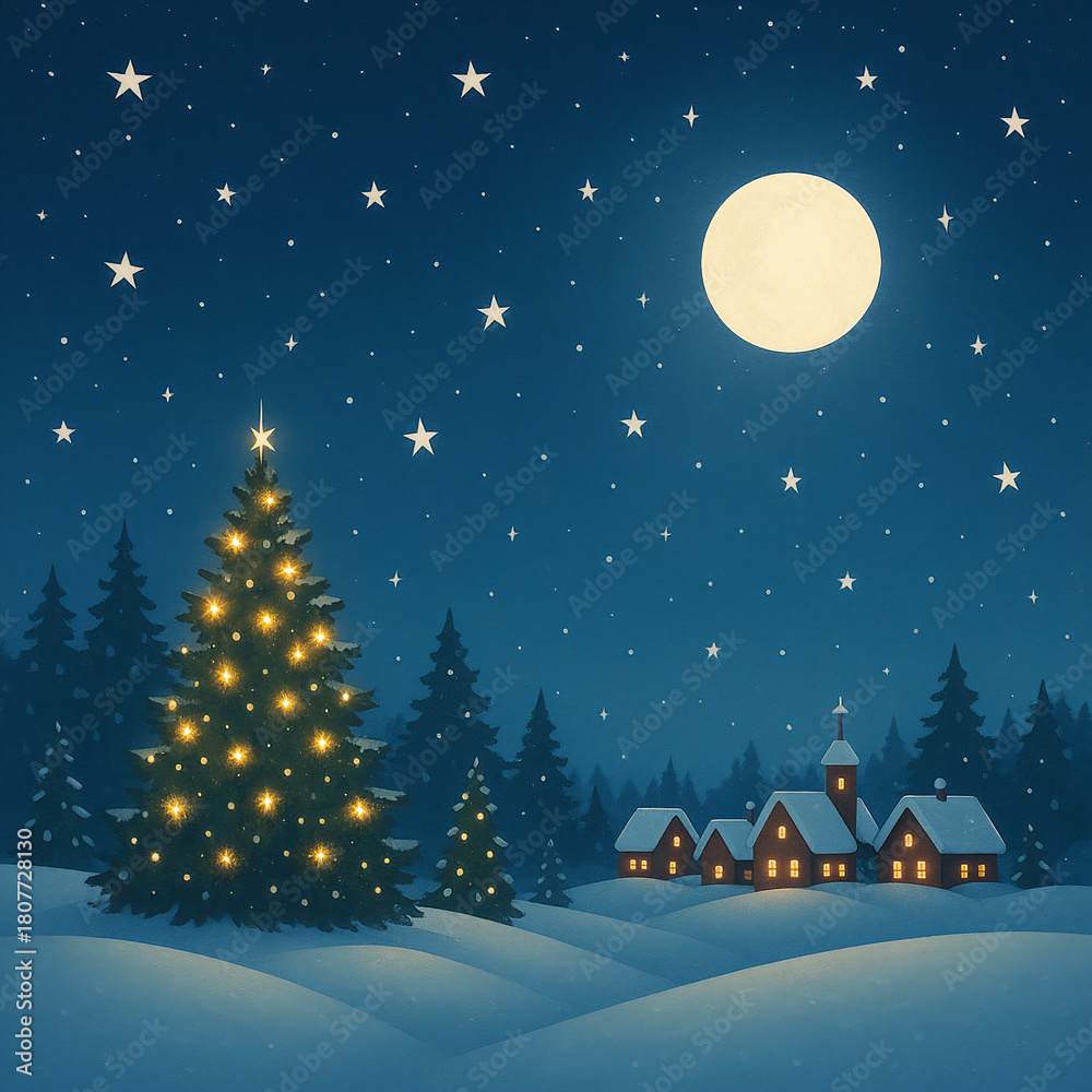 Obraz premium christmas night landscape