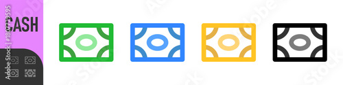 Cash icon money symbol set, Banknote sign, currency bill icons , ideal for finance apps, payments, banking tools, savings features, and digital wallets