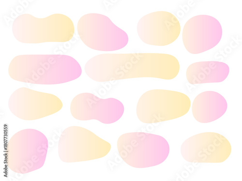 グラデーションの、シンプルな流体シェイプのフレームセット (淡いピンクとオレンジ)