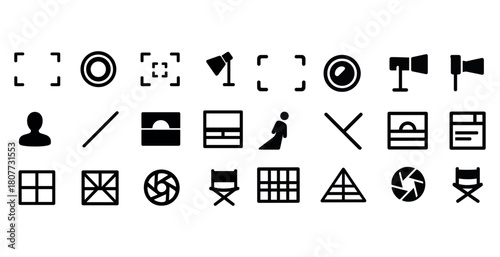 Variety of icon symbols for photography and design applications