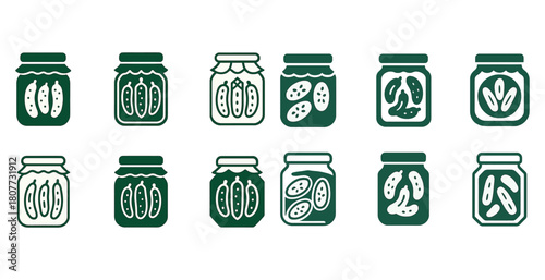 Collection of pickle jars with various styles and designs
