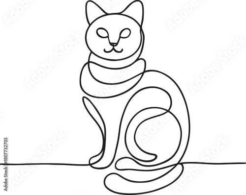 one-line art of cat design