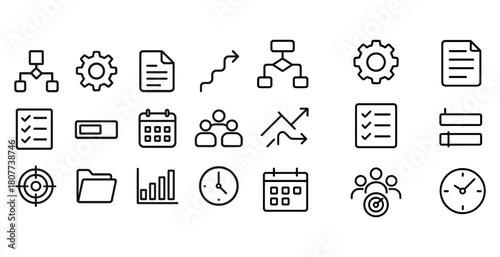 Set of office and business icons for workflow and organization