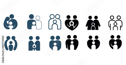 Collection of minimalist family and parenting symbols
