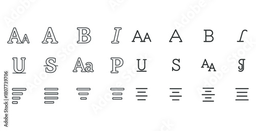 Various font styles and text alignments illustrated in a typography chart