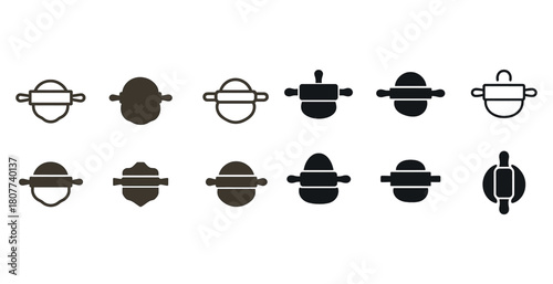 Collection of rolling pin icons in various shapes and styles