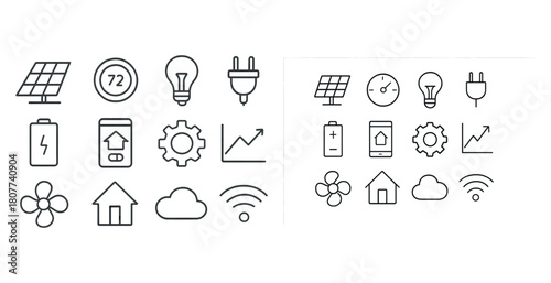 Minimalist icon set for smart home and energy solutions