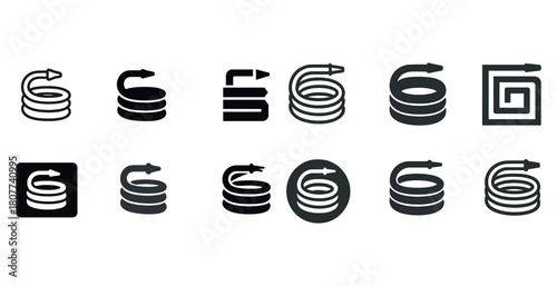 Abstract snake icons collection in black and white
