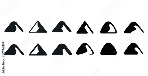 Abstract geometric set: black triangle and arch shapes collection