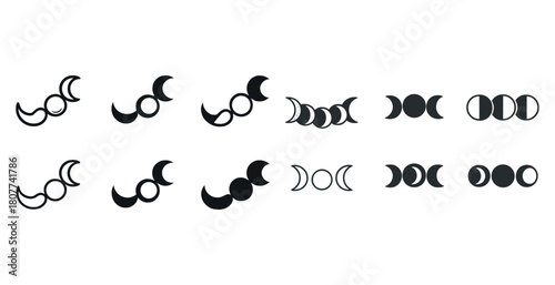 Lunar phases design: creative black crescent moon patterns and cycles