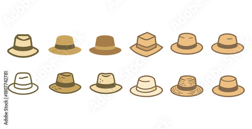 Collection of diverse vintage hats in earth tones