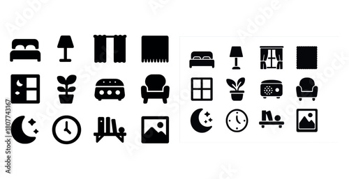 Minimalist black and white home icons collection