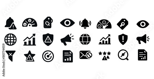 Collection of black icon illustrations for web and app design