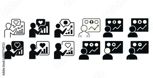 Icons of data presentation and audience engagement in business