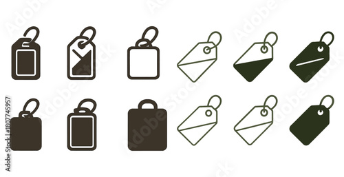 Minimalist luggage tags and price tags in various styles and colors